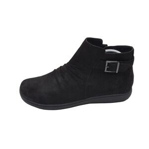 B.ø.c. Boots Womens Size 9 Black Faux Suede Ankle Booties Zip Buckle Z49609